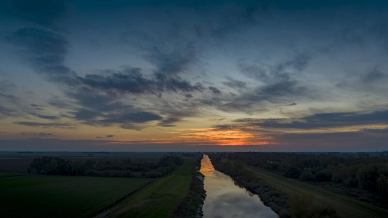 Sunset over the river Don in Yorkshire