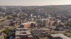 Sheffield City Sky Line. with sky scrapers and tall buildings old and new.