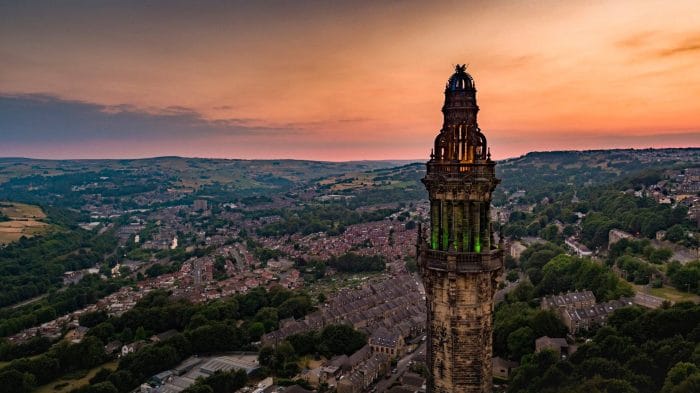 Sunset and Wainhouse Tower in Calderdale