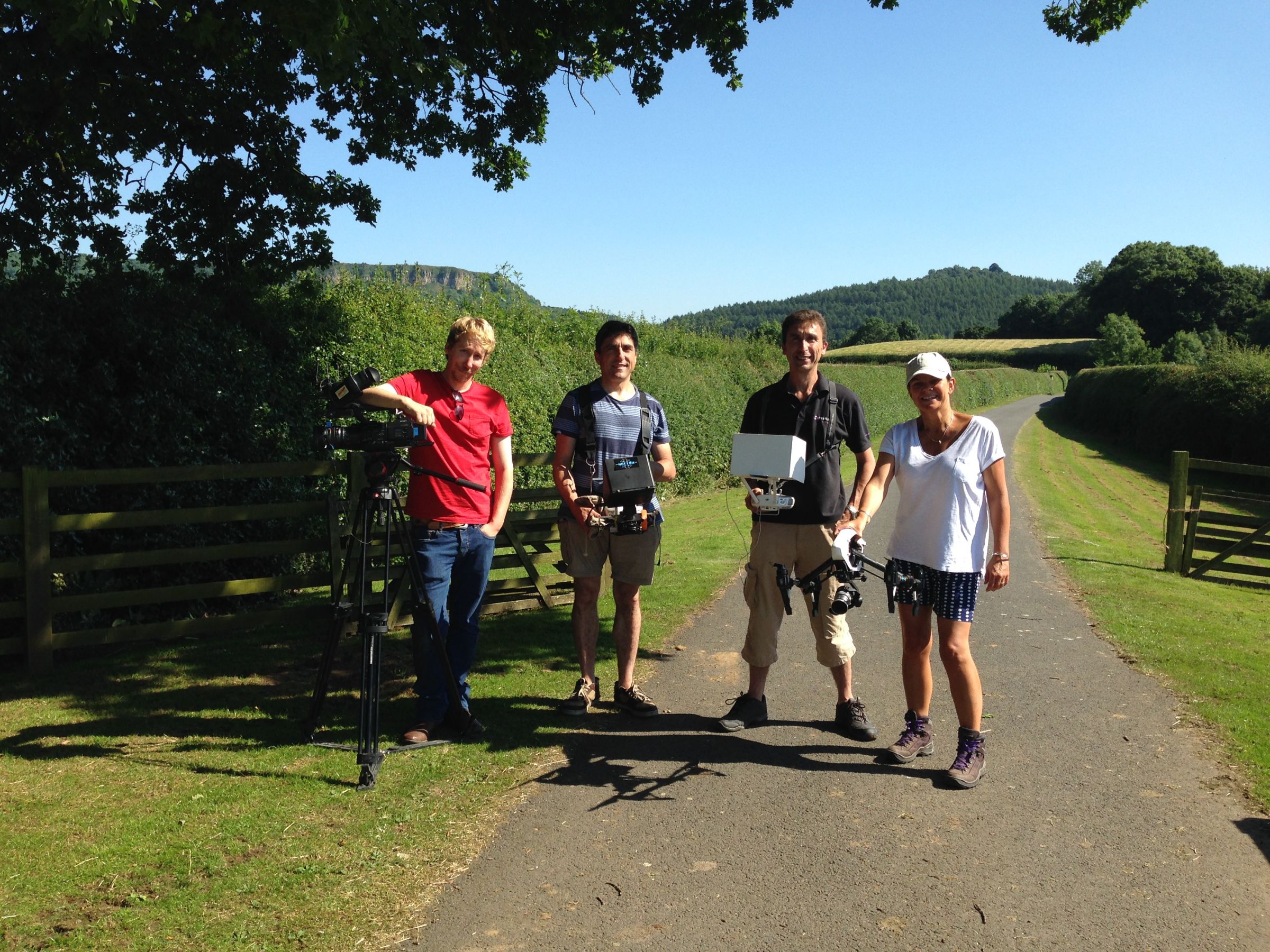 The Yorkshire Vet crew at Daisybeck Studios with the drone