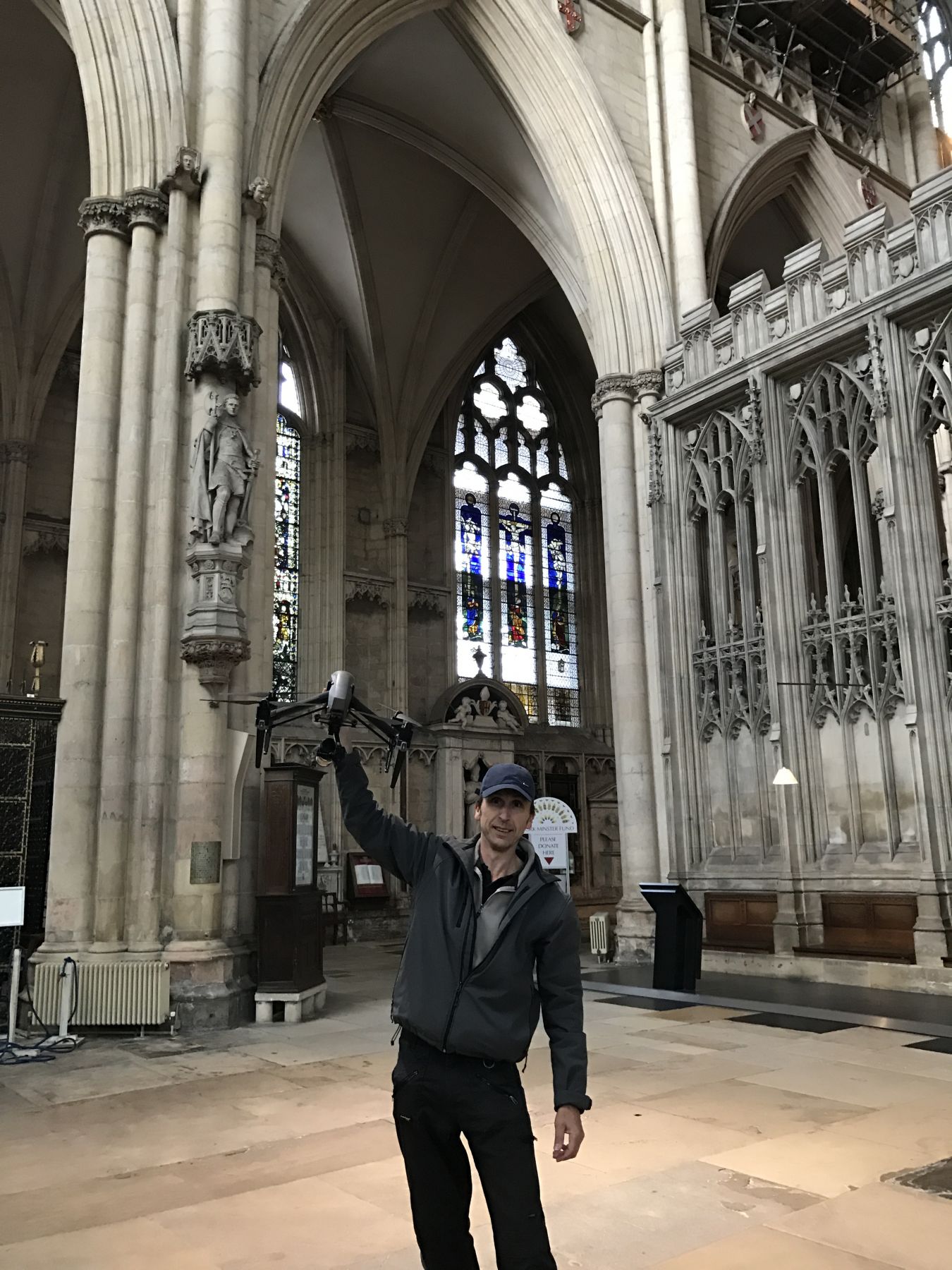 Flying drones in York Minster
