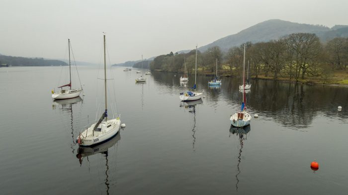 Lake Windermere by Drone with boats