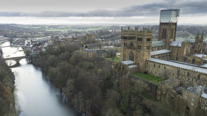 Aerial filmning and Drone photography of Durham Cathedral.