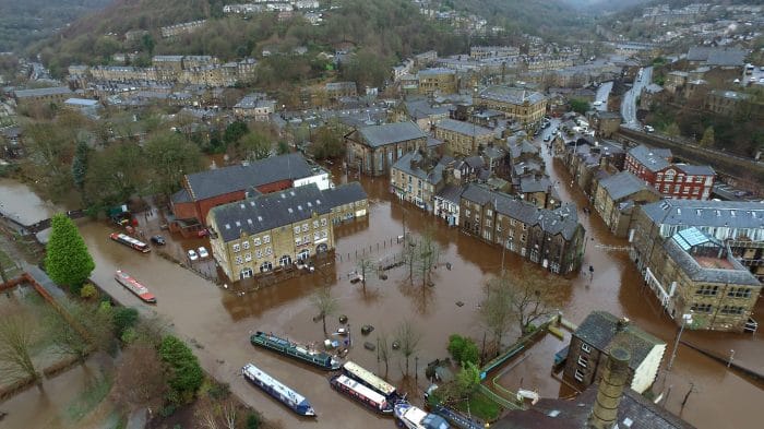 The 2015 boxing day floods in Hebden Bridge filmed by drone