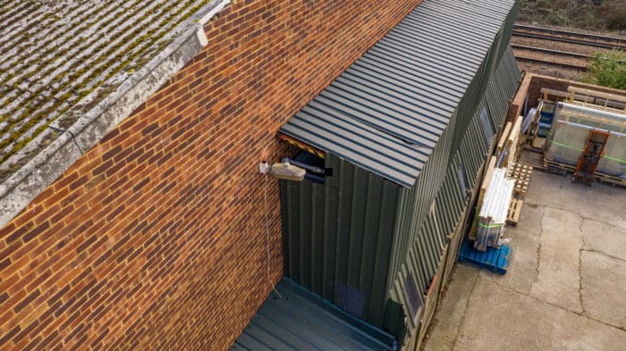 Drone building and roof inspection filming