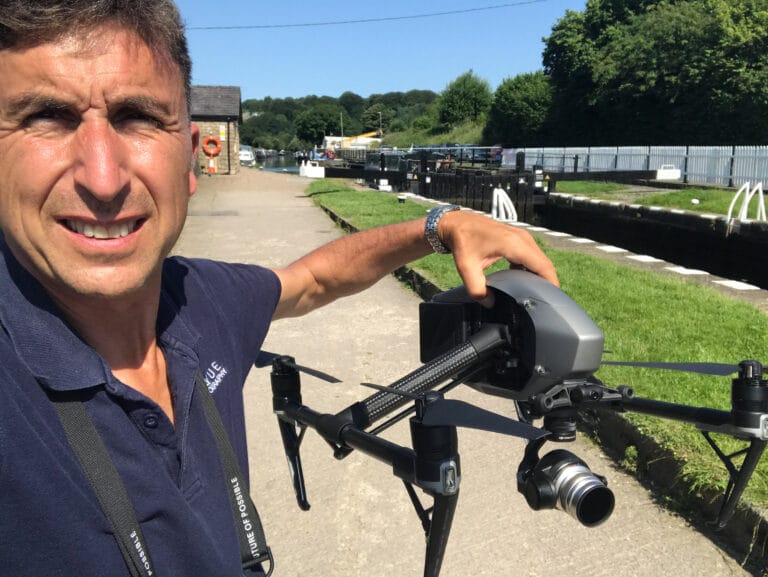 canal boat diaries, Robbie Cummings, drone pilot, frone filming , BBC, canals, canal and river trust