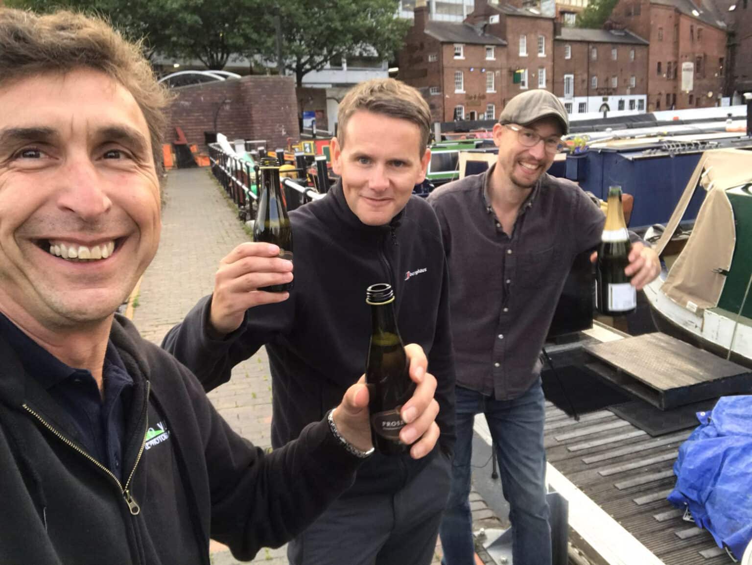 Phil Fearnley with Robbie Cumming and the Canal Boat Diaries crew