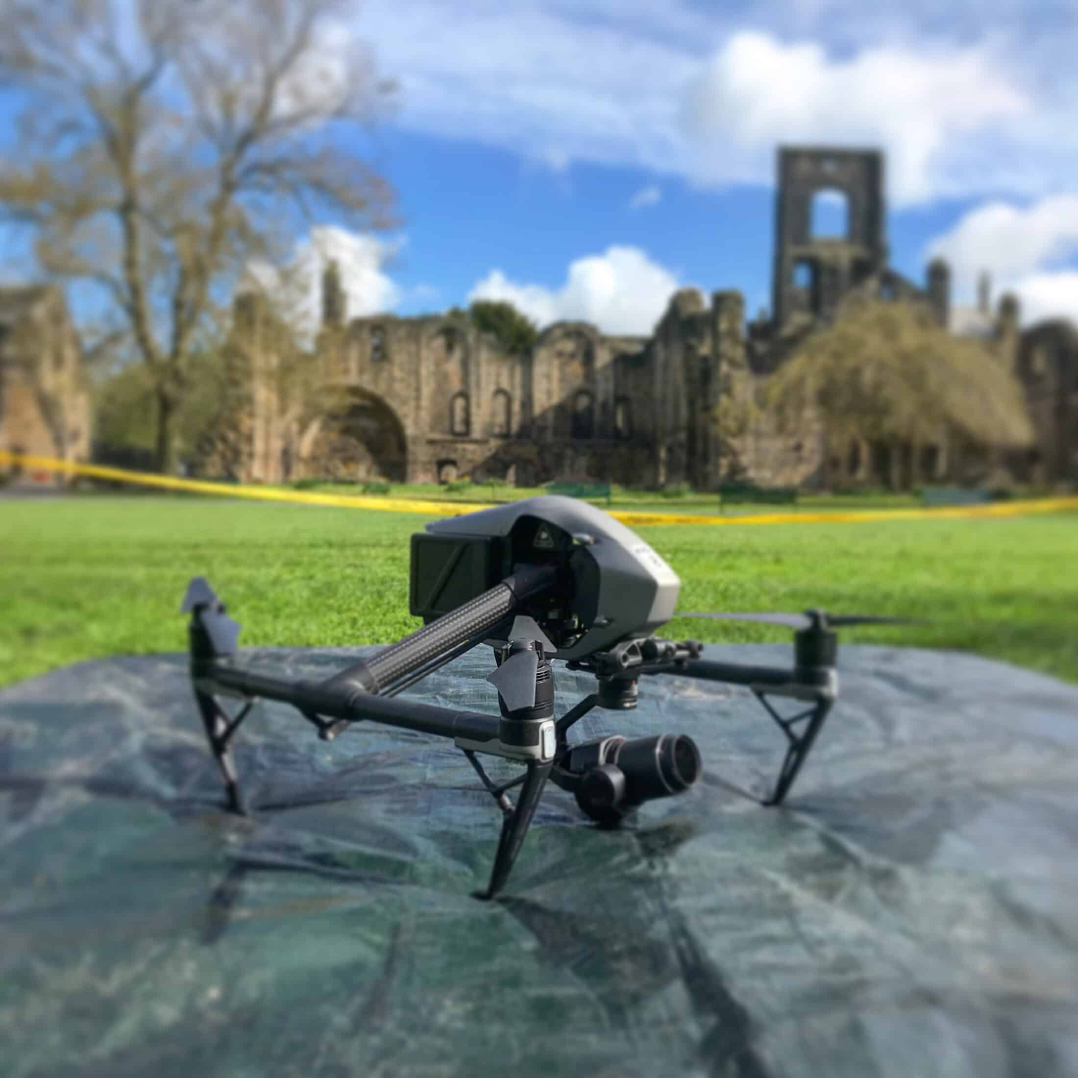 Aerial view of Kirkstall Abbey in Leeds, featured on Emmerdale