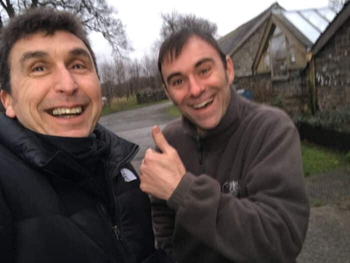 Phil Fearnley and Richard Morgan on the set of Dave , Vintage Voltage