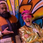 Guz Khan and Rosie Jones brake dance pose