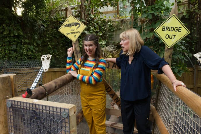 Josie Jones and Fay Ripley help out at a zoo