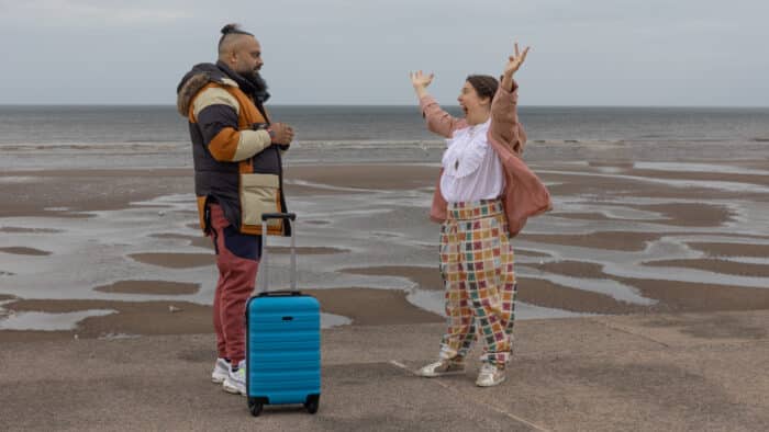 Rosie Jones meets Guz Khan on Blackpool Beach