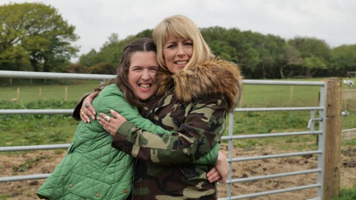 Rosie Jones and Fay Ripley having cuddles