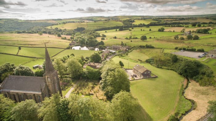 Cottonstones village in Calderdale set in hills and countryside.