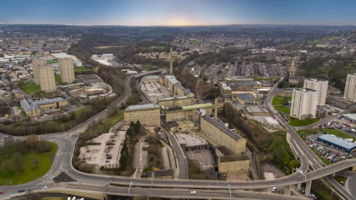 Dean Clough Mill is a very large set of buildings set on the edge of Halifax which serves as an industrial complex.