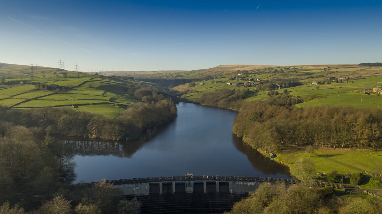 Ryburn Dam and Baitings reservoir in Autumn