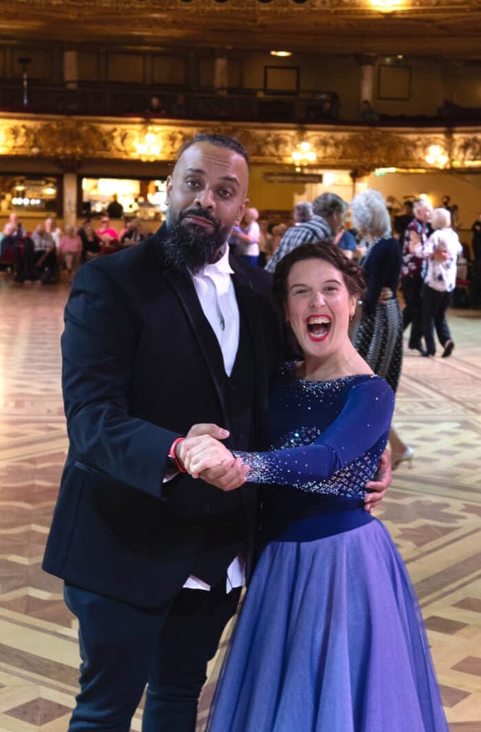 Rosie Jones and Guz Khan dancing at the Tower Ballroom in Black pool