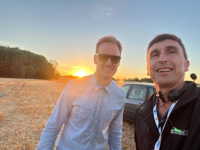 Phil Fearnley and Dan Walker on the set of Digging for treasure Live