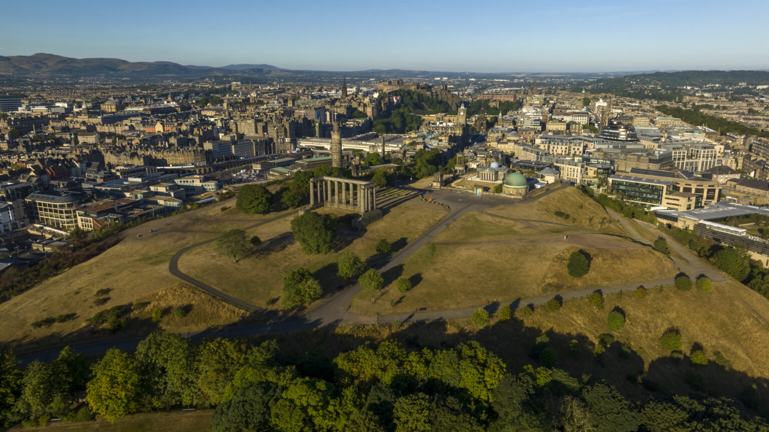 Calton Hill, Edinburgh, aerial photograph by Phil Fearnley for Hold The Front Page