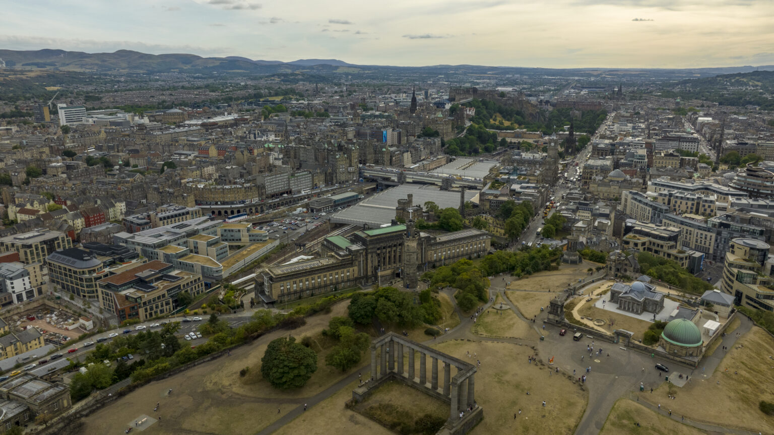 Calton Hill, Edinburgh, aerial photograph by Phil Fearnley for Hold The Front Page
