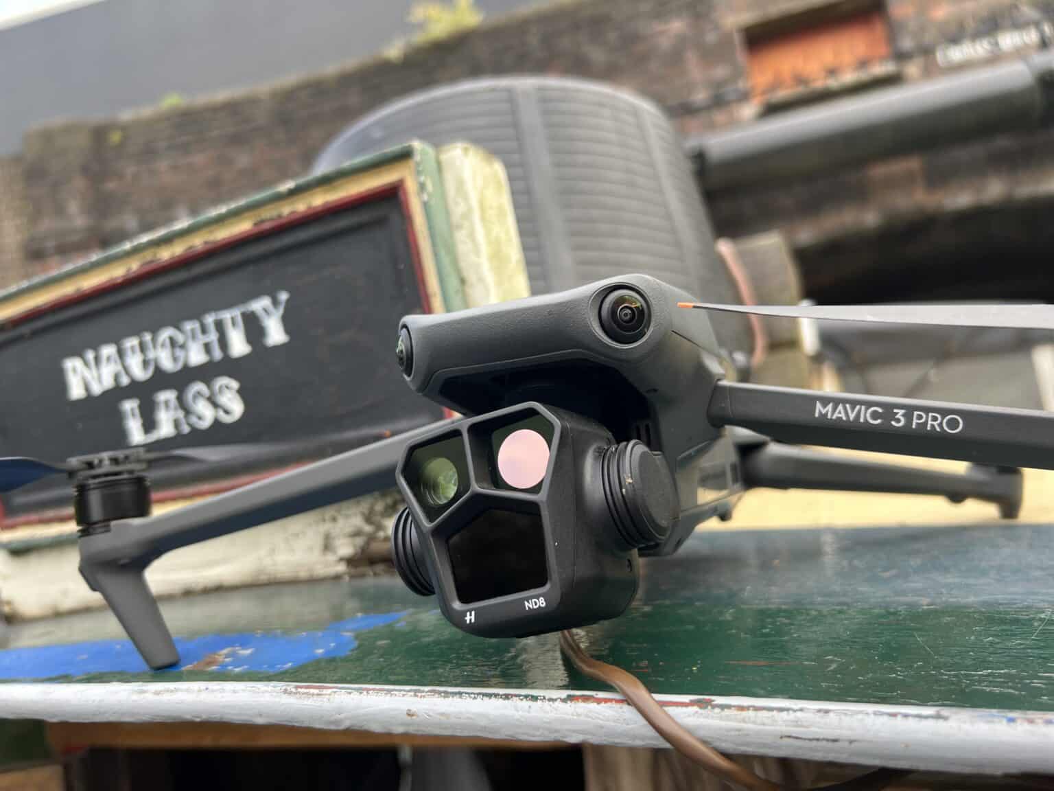 DJI drone on the roof of the narrowboat Naughty Lass, Canal Boat Diaries