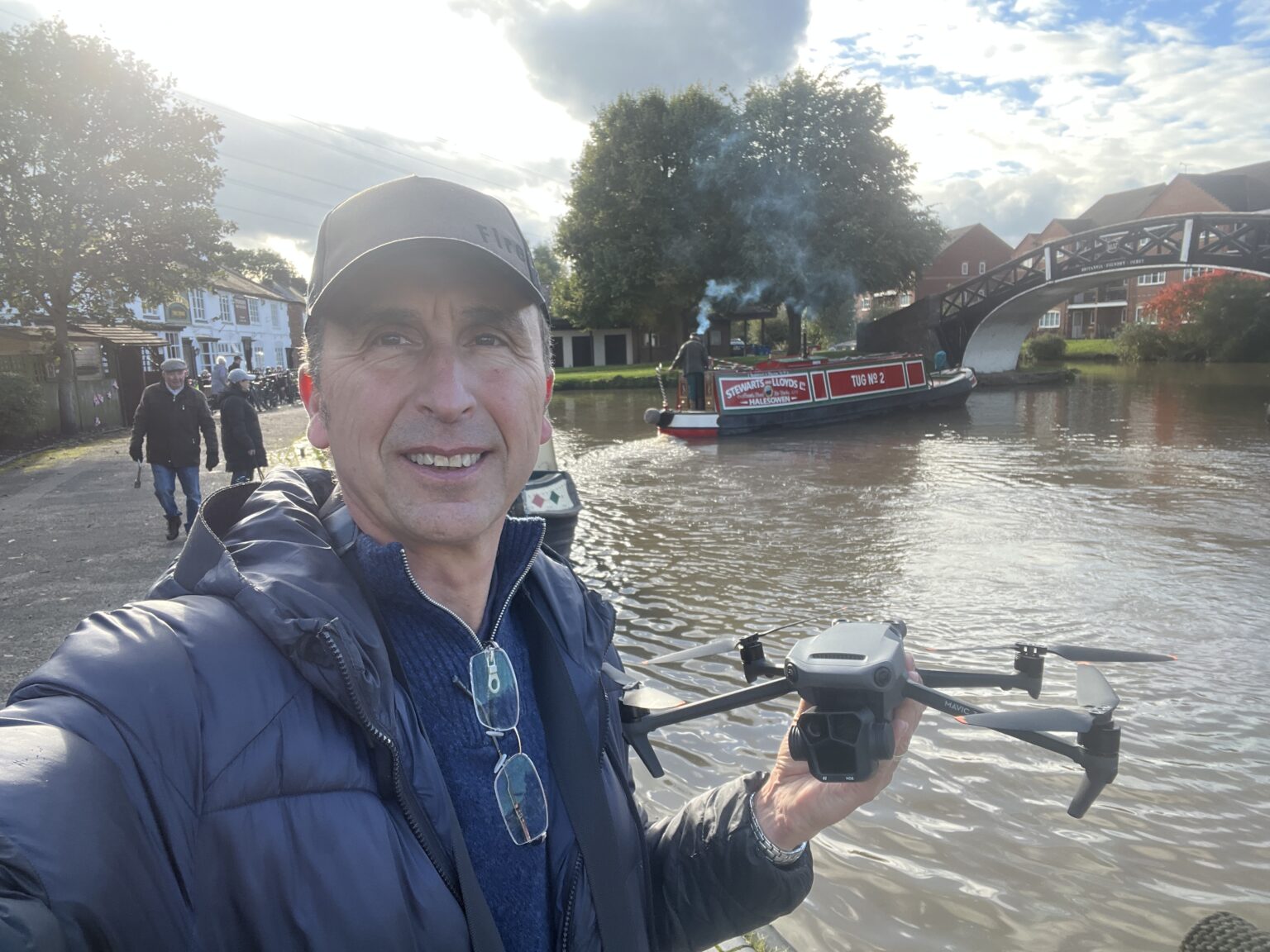Phil Fearnley of Halo Vue with a drone on a canal towpath