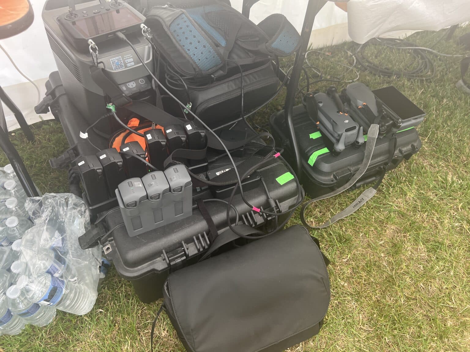 Charging station and drone batteries on site