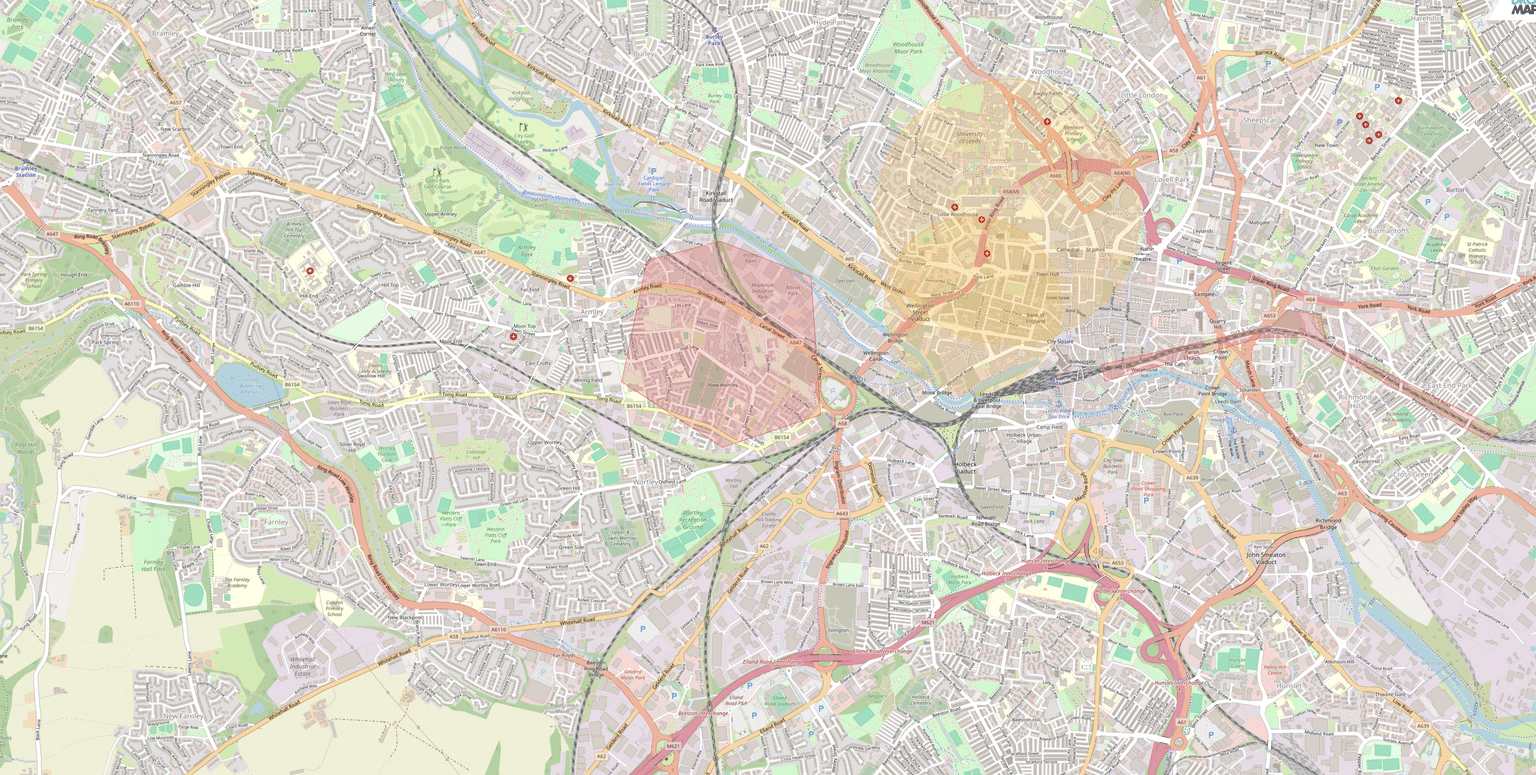 Map of the 400 metre drone restricted zone around HMP Leeds, Armley
