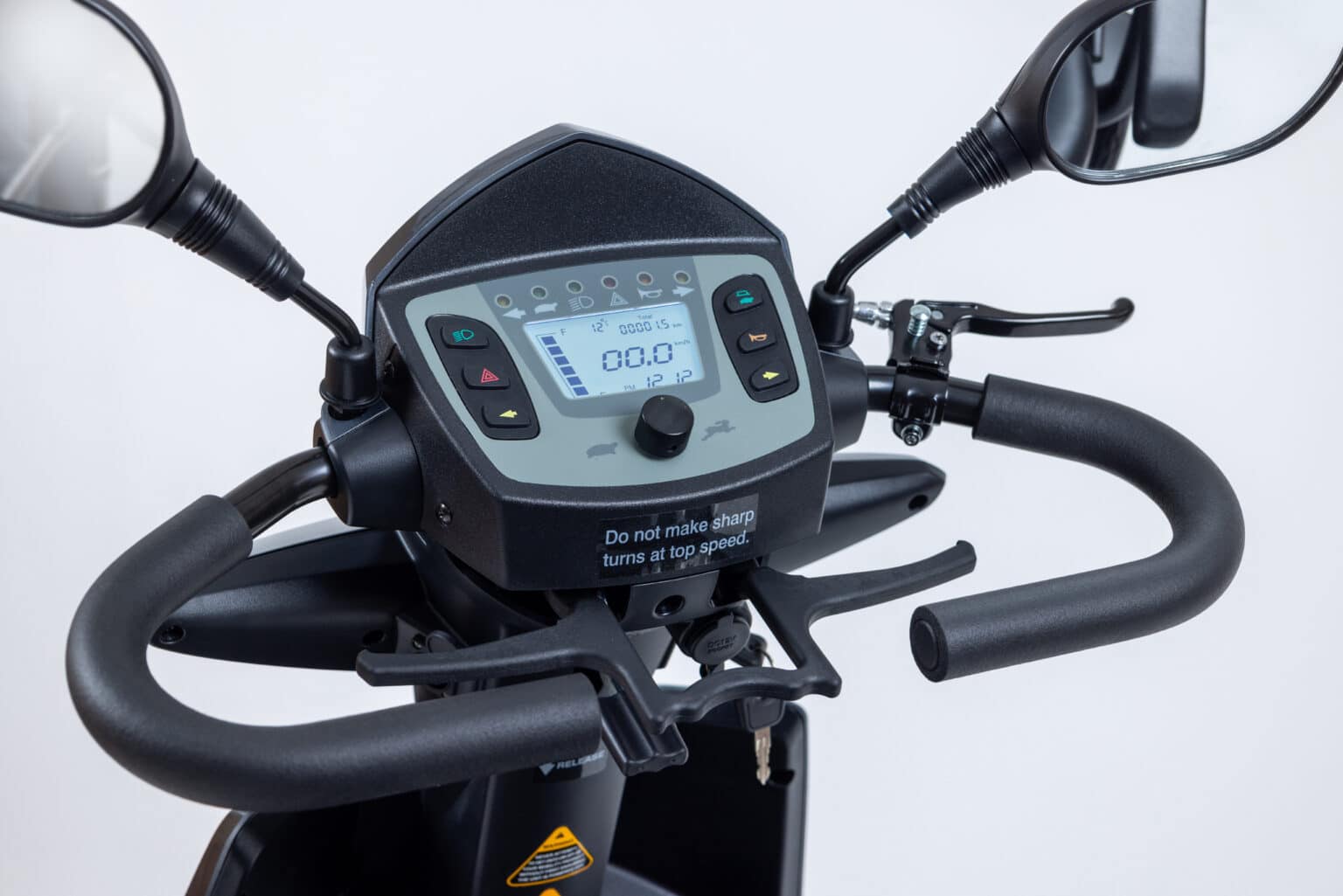 Monarch Mobility scooter control panel detail photograph