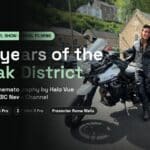 BBC Travel Show – 75 years of the Peak District, drone cinematography by Halo Vue, presenter Roma Wells with her motorbike