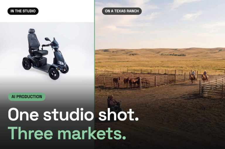 Monarch Mobility scooter: one studio shot, three markets