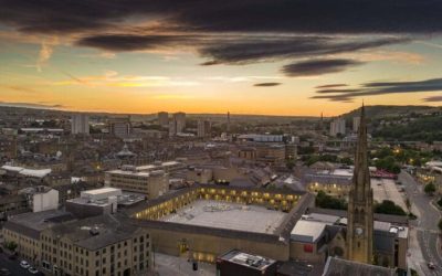 Sunset over the Piece Hall by Drone