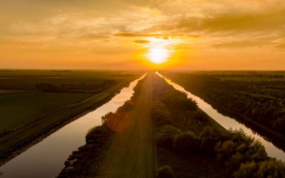 Sunset over the river Don in Yorkshire
