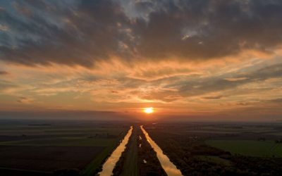 Sunset over the river Don in Yorkshire