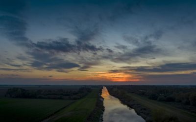 Sunset over the river Don in Yorkshire