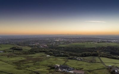 Drone filming of the Manchester Skyline