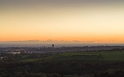 Sunset over Manchester by Drone